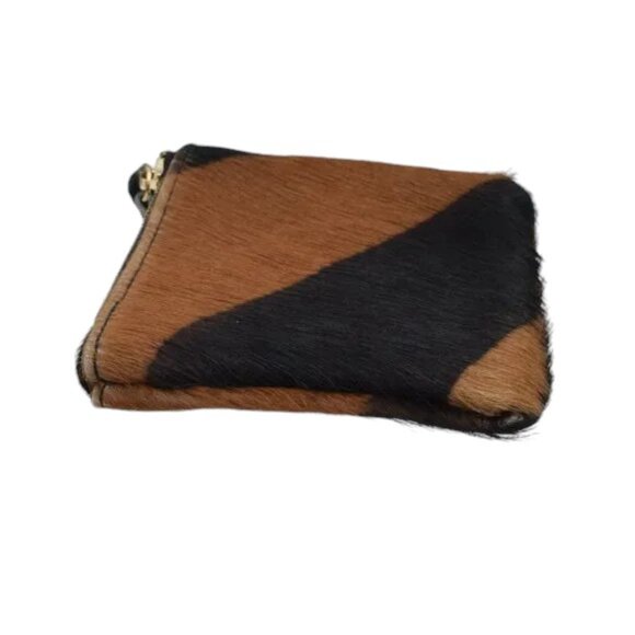 EUC Vintage Cow Hide Coin Purse Black Brown Stripe Leather - Picture 5 of 8